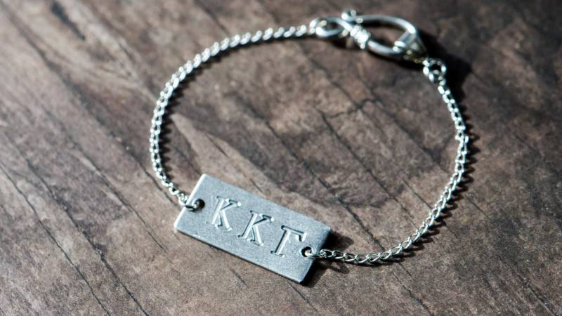 Silberkette Armband Mit Gestempelten Platte | Griechisch Silberkette Armband Mit Gestempelten Platte | Griechisch von JewelryByTLu