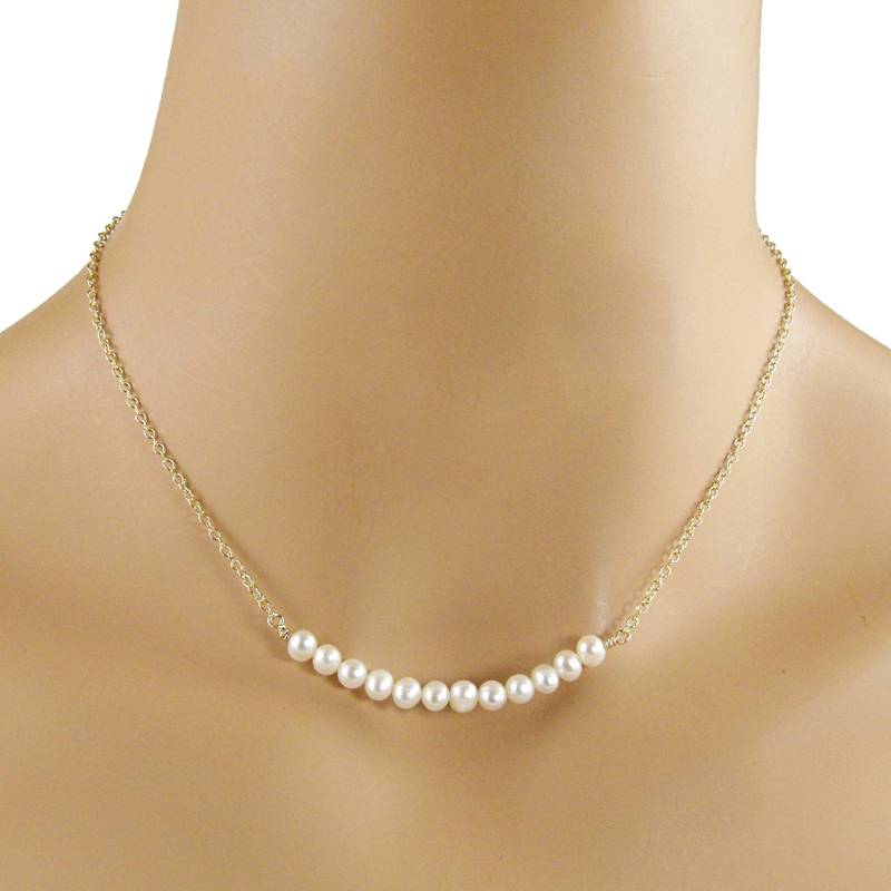 Zierliche Perlenkette 14K Gold Filled Kette, Kleiner Perlenschmuck von JewelryByTali