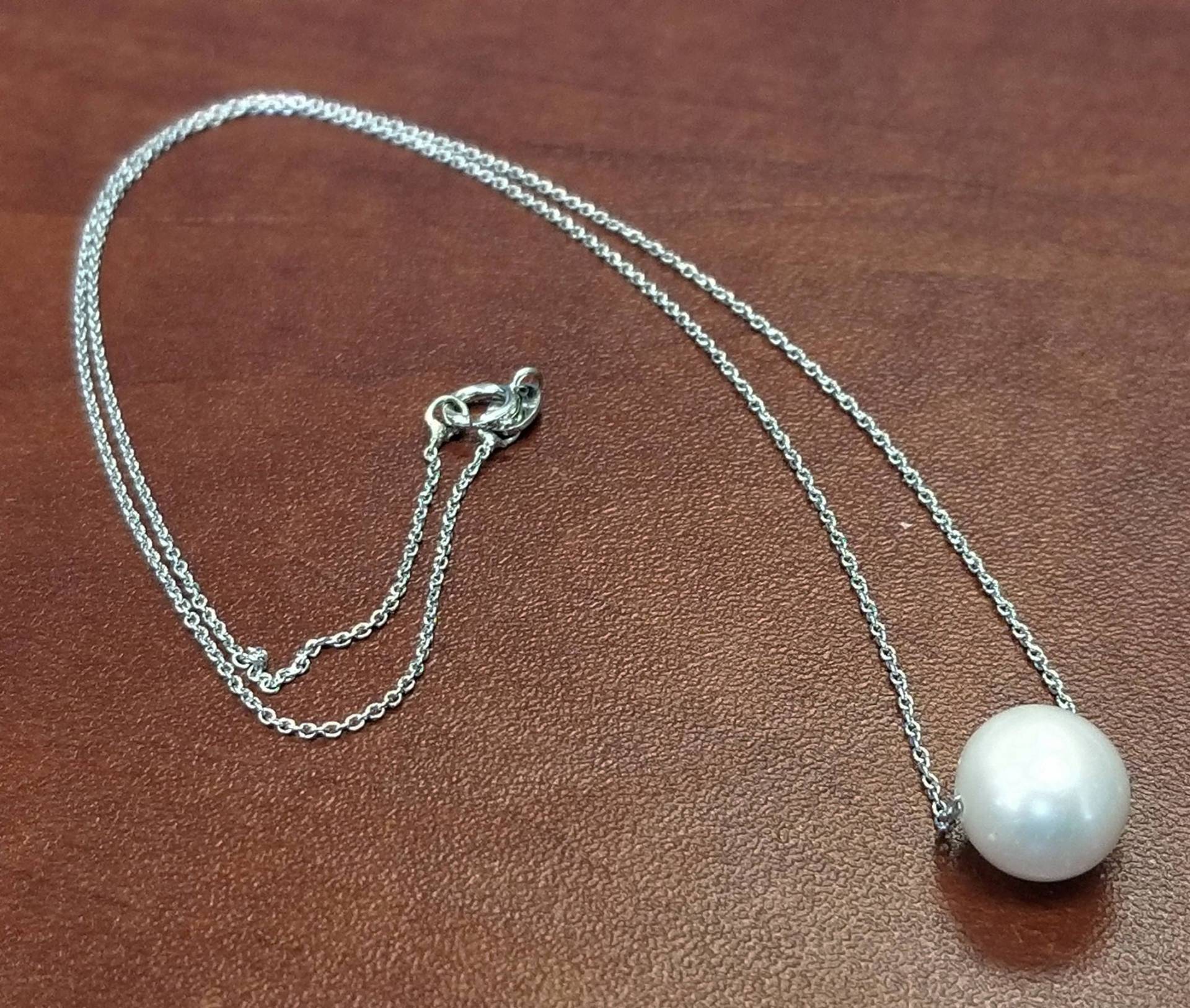 10 Mm Süßwasser-Perlen-Anhänger Halskette Sterling Silber Kette von JewelryDealsGalore