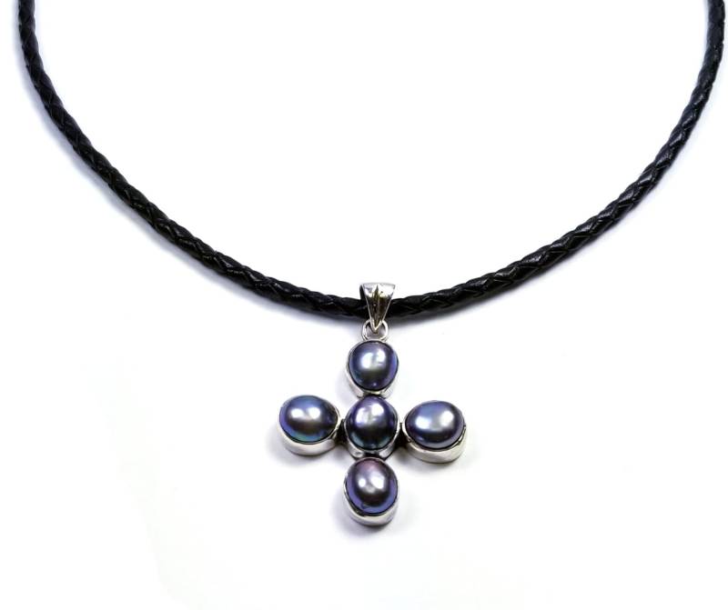 Echte Perle Kreuz Anhänger Sterling Silber Weiß Edelstein Christian Halskette Southwestern Oval Perlen Echte Perle Kreuz Anhänger Sterling Silber Weiß Edelstein Christian Halskette Southwestern Oval Perlen von JewelryDealsGalore
