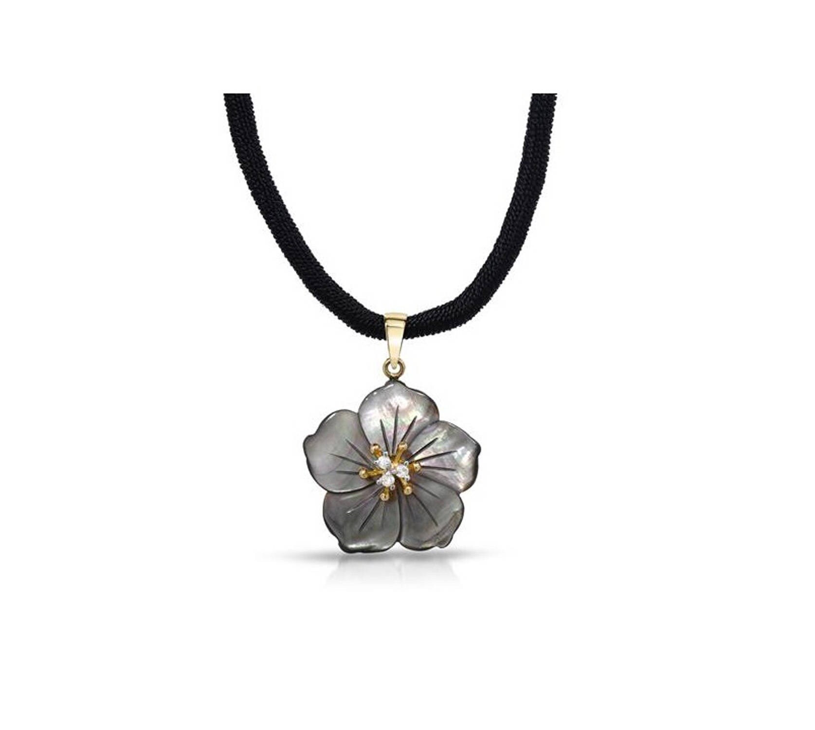 Echter Diamant Und Perlmutt 14K Gold von JewelryDealsGalore
