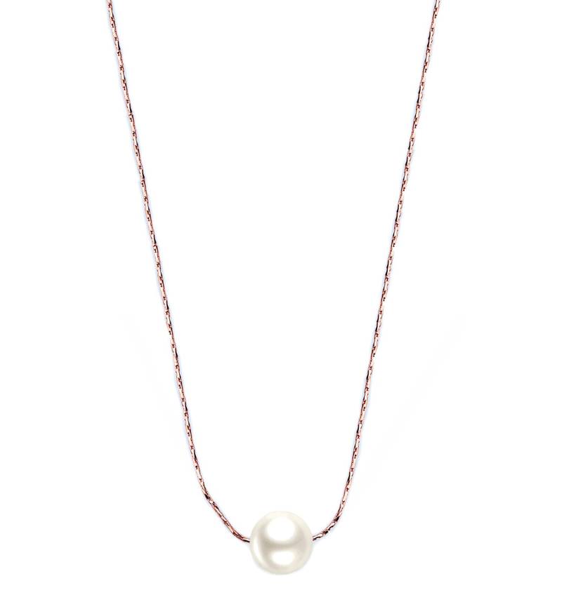 Einzelperlenkette 10 Mm Glasperle An Einer Rosé Goldkette von JewelryDealsGalore