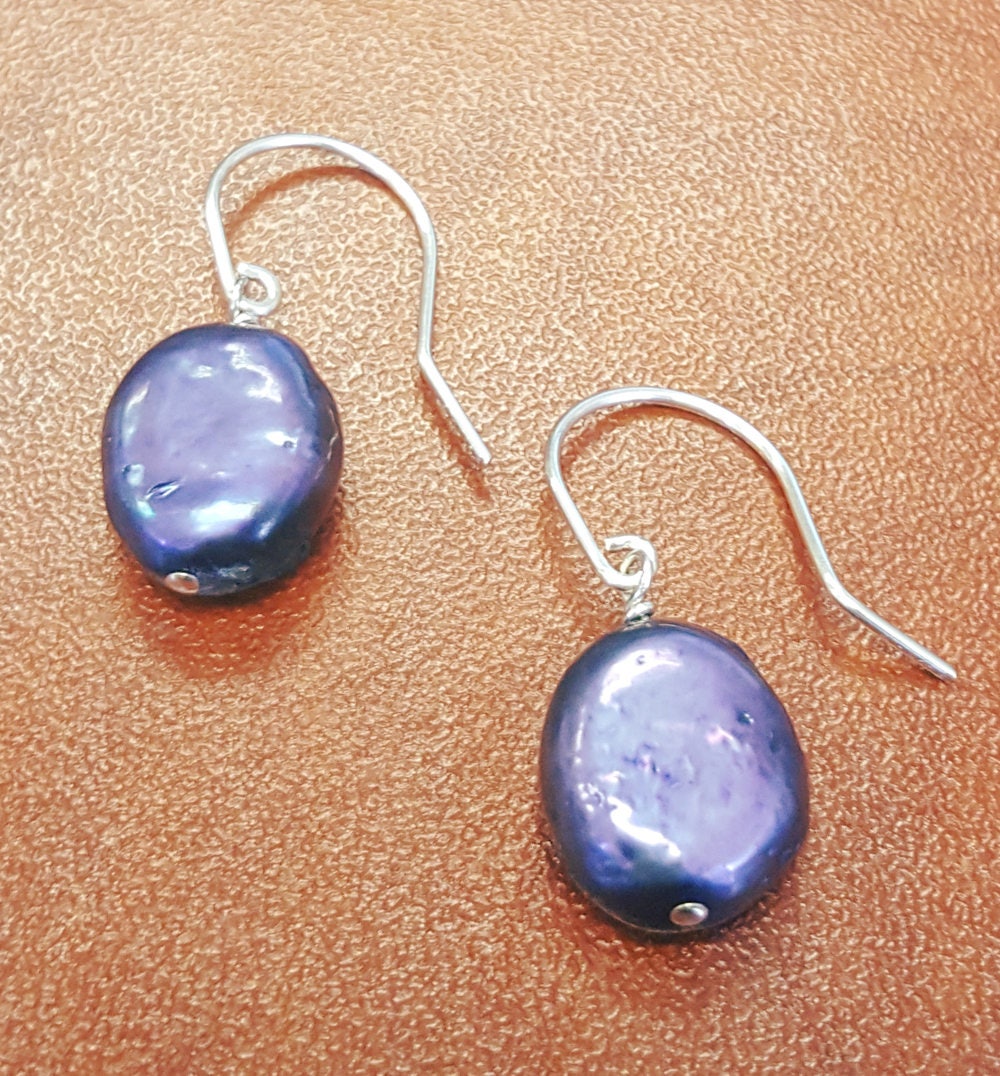 Lila Süsswasser Perle Tropfen Ohrringe | 12 X 10 Mm von JewelryDealsGalore