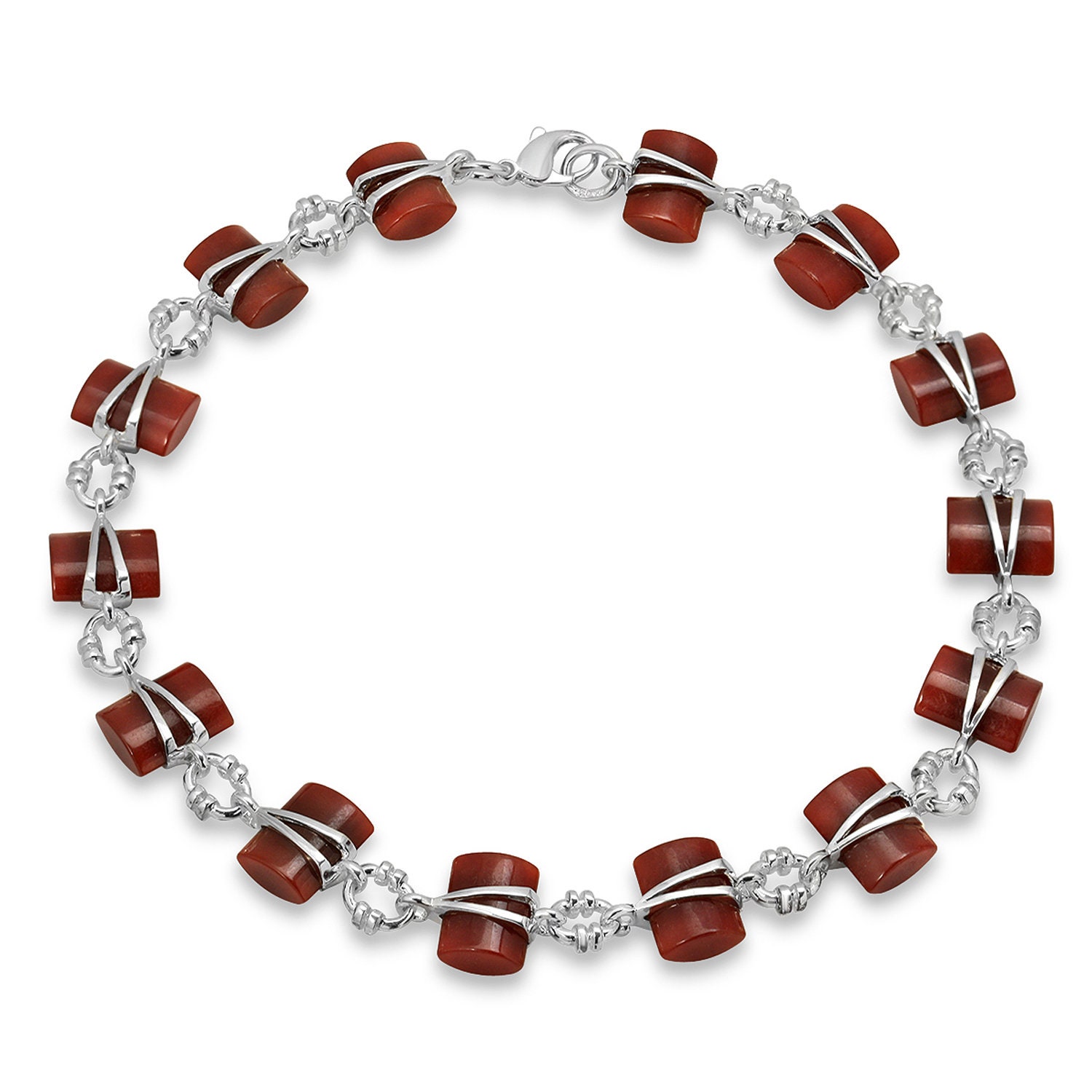 Rote Nephrit Jade Sterling Silber Halskette - 17 Zoll von JewelryDealsGalore