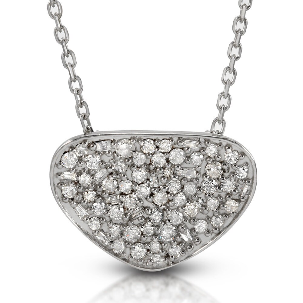sterling Silber Herz Anhänger Diamant Mosaik Halskette von JewelryDealsGalore