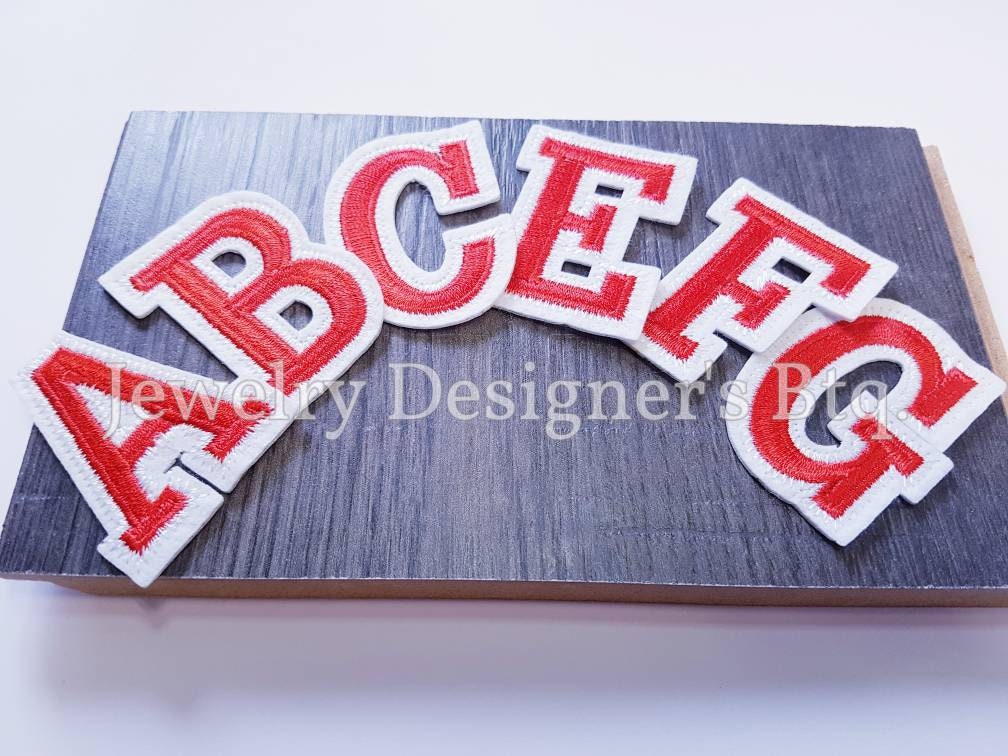 Ca. 5cm | 2 Zoll | Höhe Alphabet Buchstaben Bügelbilder Aufnäher Applikationen Rot Weiß Ca. 5cm | 2 Zoll | Höhe Alphabet Buchstaben Bügelbilder Aufnäher Applikationen Rot Weiß von JewelryDesignersBtq