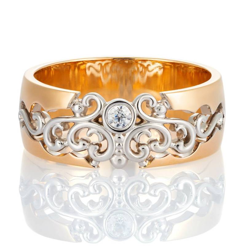 14K Gold Damen Ehering Mit Diamant. Für Sie. Jubiläumsring. Goldring. Einzigartiger Ehering. Geschenk Sie von JewelryEscorial