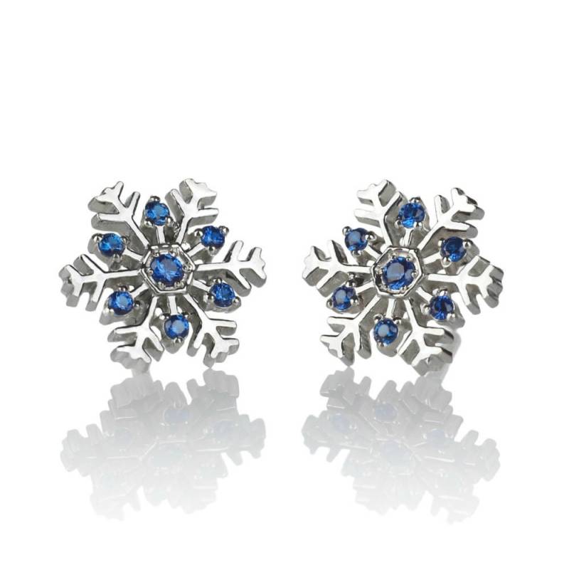 14K Gold Schneeflocke Ohrringe. Ohrstecker.schneeflocke Weihnachtsgeschenk. Weihnachtsschmuck. Ohrstecker von JewelryEscorial