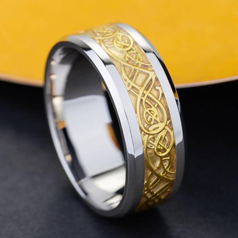 Breiter Ehering. Unikat Massiver Goldring. Herrenring. Zweifarbiges Band. Trauring Herren. Ring Für Männer von JewelryEscorial