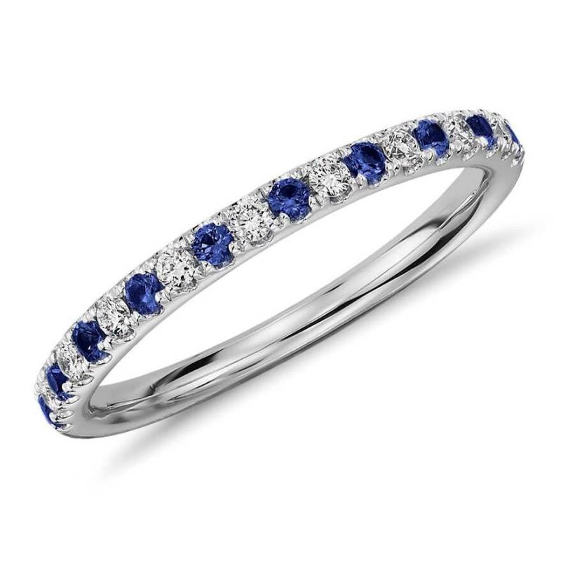Diamanten Und Saphire 14K Gold Half Eternity Ring. Saphir Band. Diamant Ehering von JewelryEscorial