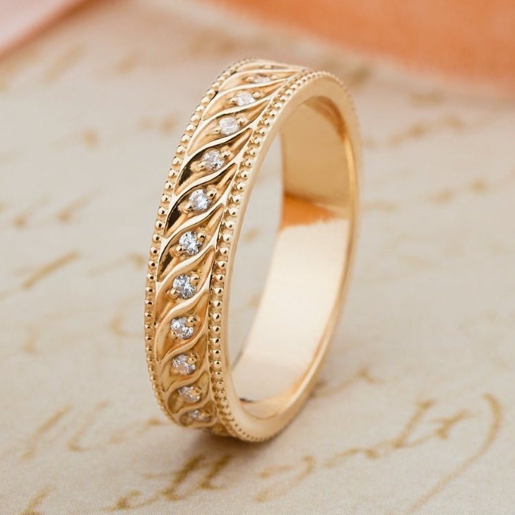 Einzigartiger Ehering. Gold Eheringe Für Frauen. Ehering Ring Sie. Weiblicher von JewelryEscorial