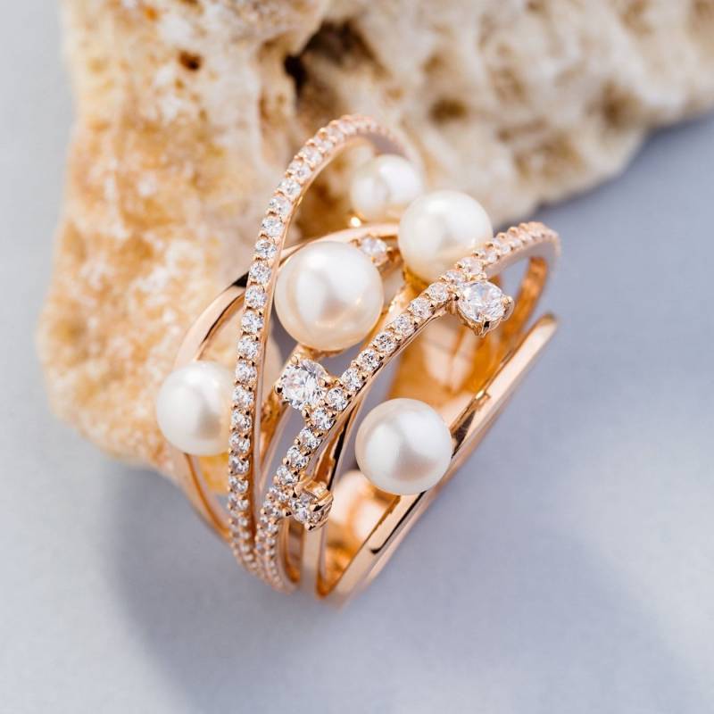 Perle Goldring. Damenring. Statement Ring. Jubiläumsgeschenk. Rosegold Goldring Für Frauen. Natürlicher Perlenring von JewelryEscorial