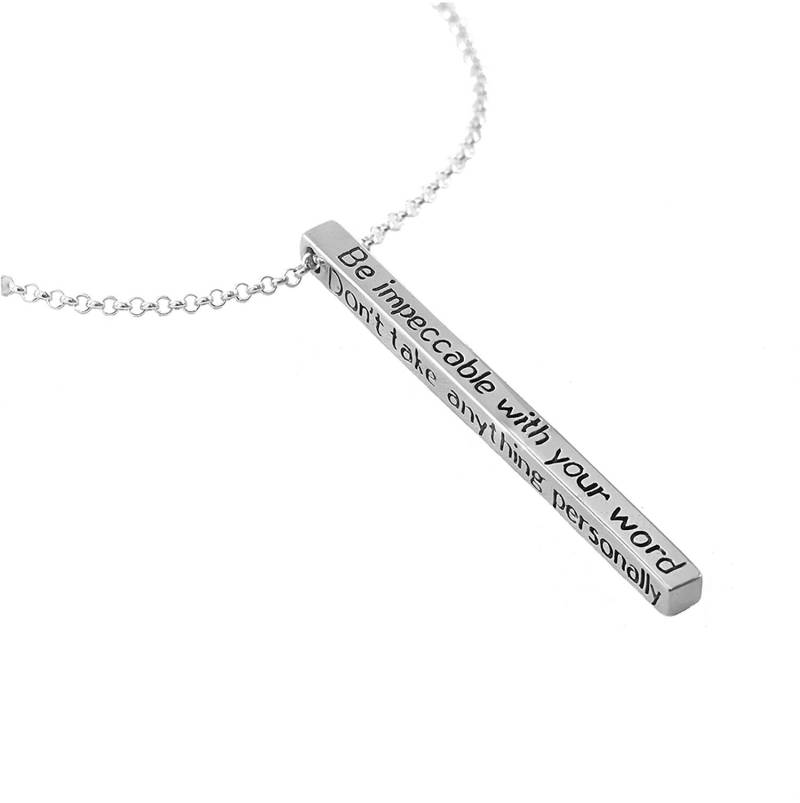 Die Four Agreements Bar-Halskette Aus Sterlingsilber Die Four Agreements Bar-Halskette Aus Sterlingsilber von JewelryEvolutionShop