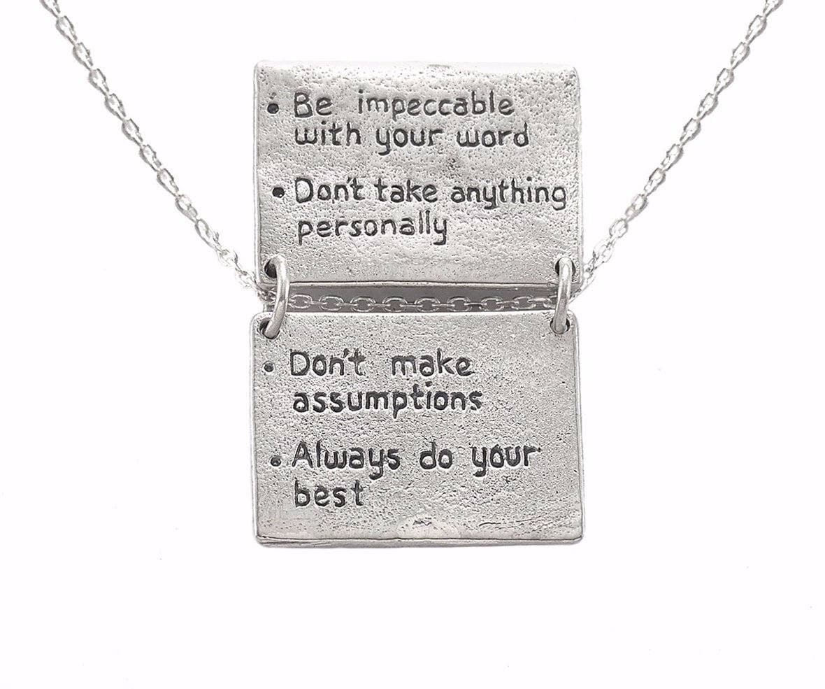 Die Vier Absprachen Reminder Book Halskette in Sterling Silber Die Vier Absprachen Reminder Book Halskette in Sterling Silber von JewelryEvolutionShop