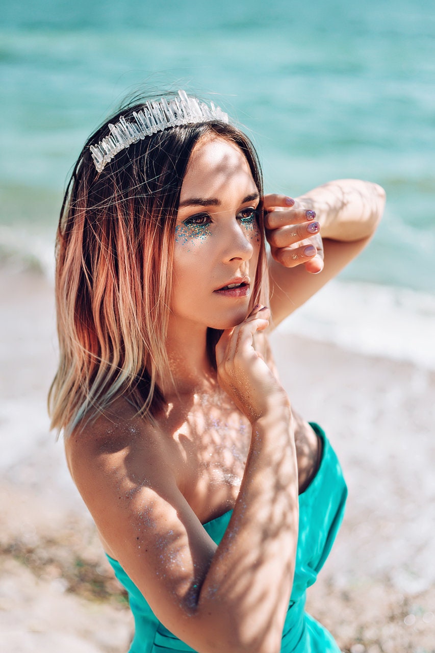 Boho Meerjungfrau Krone, Kristall Strand Kopfschmuck, Festival Hochzeit, Stirnband, Tiara von JewelryFashionArt