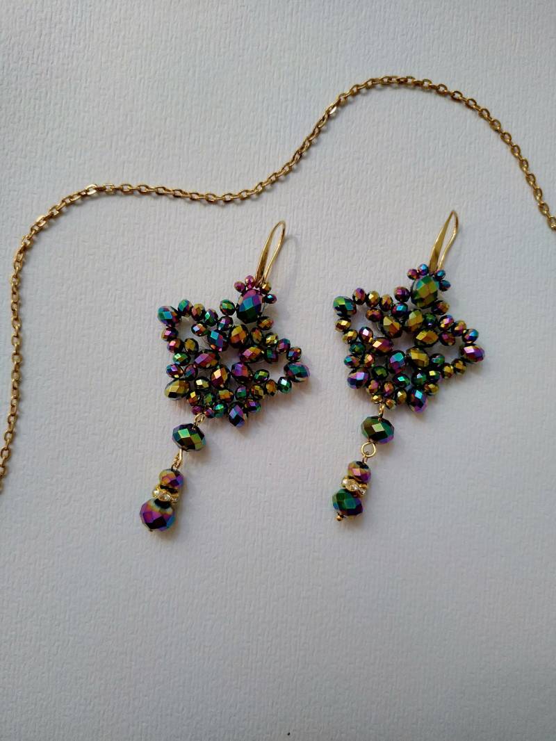 Magnetohrringe Festival Ohrringe Lange Fransen Multicolor Niedliche Bunte Hippie Schmuck von JewelryFashionArt