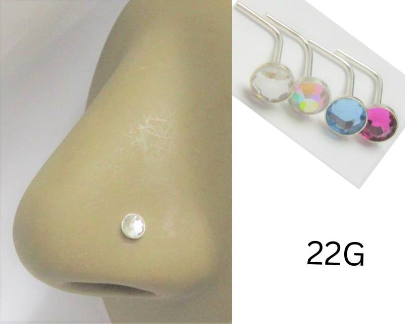 22G L Form Nasenstecker Gebogen Post Pin Schmuck 22 Gauge Nase Cz Nasenschmuck von JewelryForPiercings
