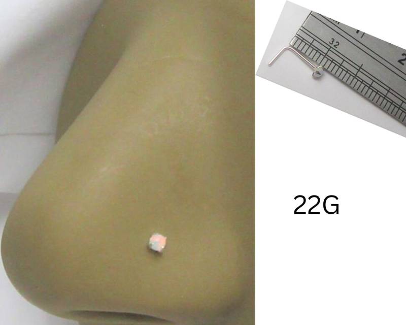 2mm Weißer Opal Klaue Set Nasenstecker L Form Gebogen Post Schmuck 22 Gauge 22G Nasenschmuck Pin Nasenloch von JewelryForPiercings