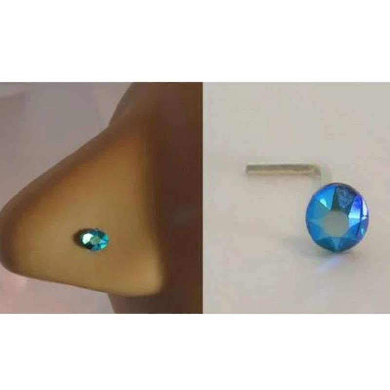 Aqua Gem Crystal Nose Stud L Form Bent Post Schmuck 20 Gauge 20G Nasenschmuck Pin Nostril Aqua Gem Crystal Nose Stud L Form Bent Post Schmuck 20 Gauge 20G Nasenschmuck Pin Nostril von JewelryForPiercings