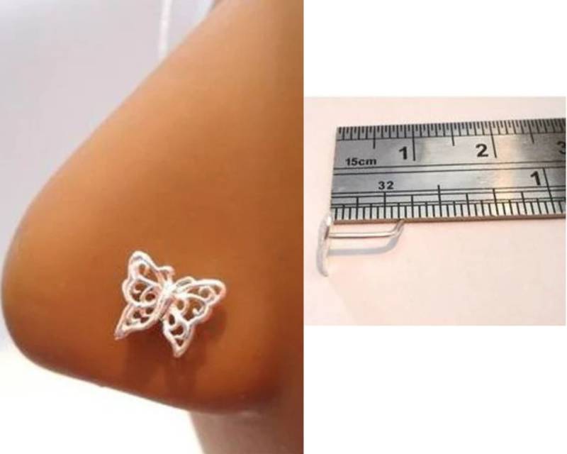 Filigrane Schmetterling Nasenstecker L Form Gebogen Post Schmuck 20 Gauge 20G Nase Pin Nasenloch Filigrane Schmetterling Nasenstecker L Form Gebogen Post Schmuck 20 Gauge 20G Nase Pin Nasenloch von JewelryForPiercings