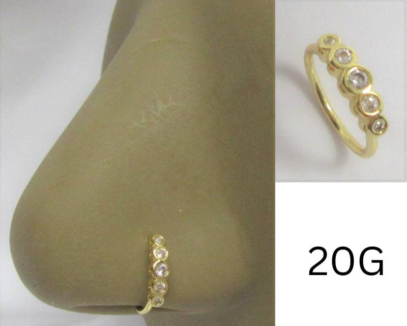 Gold Cz Kristall Nase Hoop Ring Nasenloch Nahtlose 20G 8 Mm Durchmesser 20 Gauge Gold Cz Kristall Nase Hoop Ring Nasenloch Nahtlose 20G 8 Mm Durchmesser 20 Gauge von JewelryForPiercings
