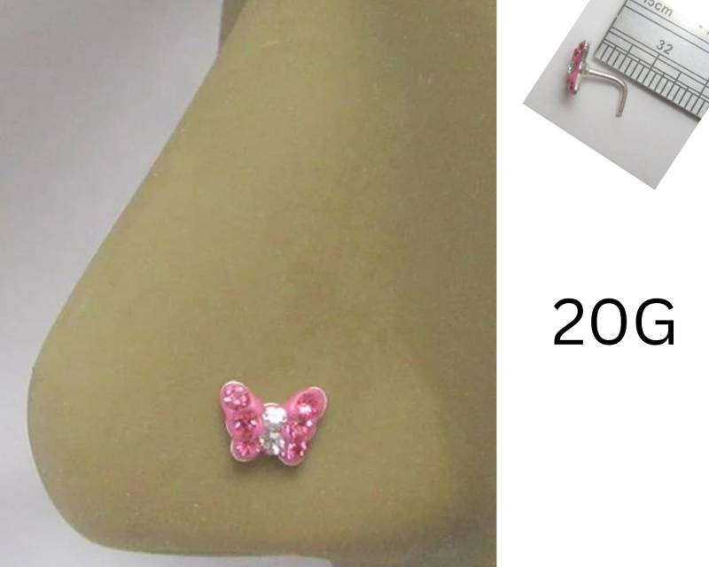 Rosa Kristall Edelstein Nasenstecker L Form Bent Post Pin Schmuck 20 Gauge 20G Nasenschmuck Nasenloch Rosa Kristall Edelstein Nasenstecker L Form Bent Post Pin Schmuck 20 Gauge 20G Nasenschmuck Nasenloch von JewelryForPiercings