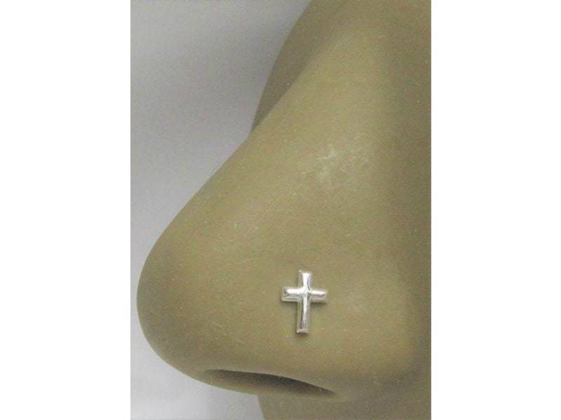 Schlichte Kreuz Nasenstecker L Form Gebogen Post Schmuck 20 Gauge 20G Nase Pin Nasenloch von JewelryForPiercings
