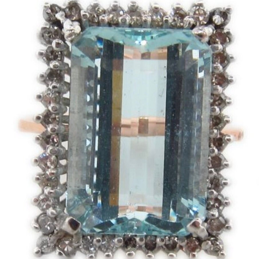 Beeindruckender Aquamarin & Diamant Ring Für Damen von JewelryGalleryStore