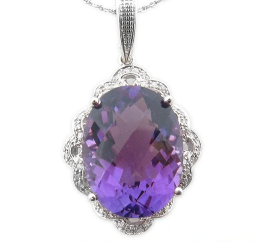 Lady's Passionate Amethyst & Diamant Anhänger von JewelryGalleryStore