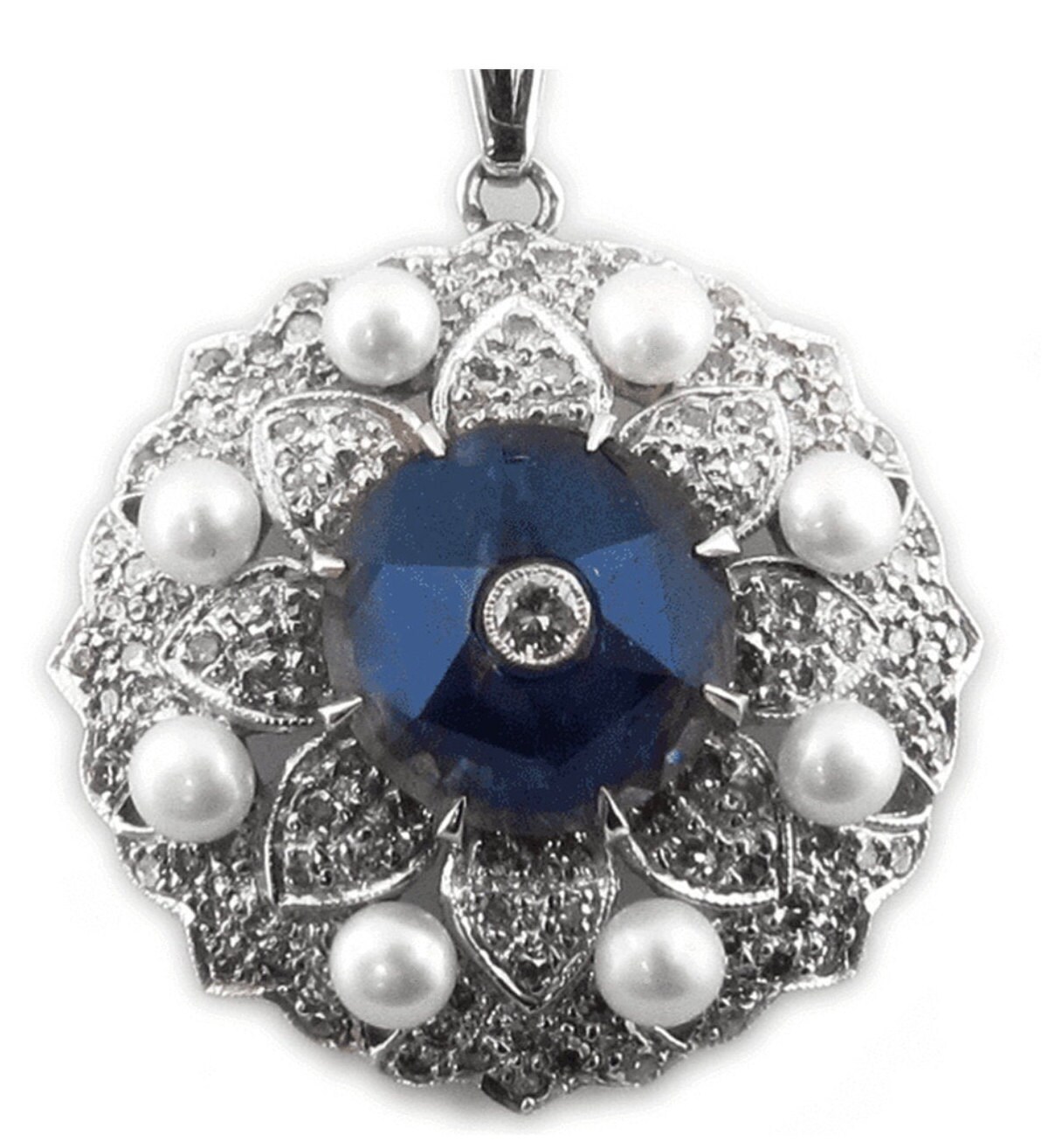 Lady's Splendid Iolith, Perle & Diamant Anhänger Mit Kette von JewelryGalleryStore