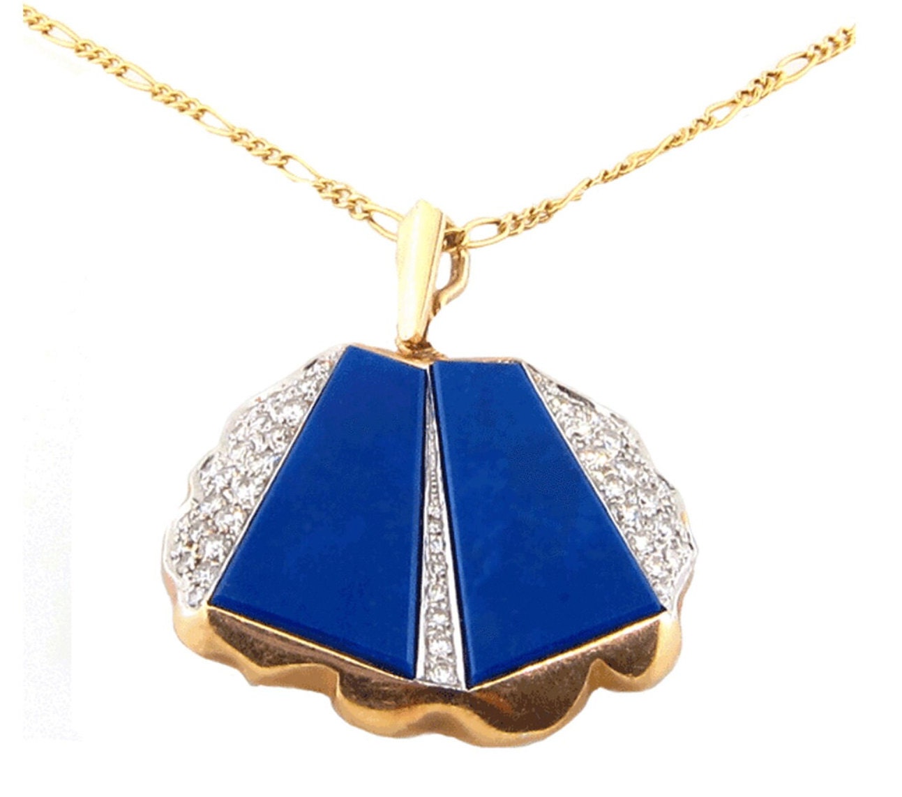 Lapis Lazuli & Diamant Anhänger Mit Kette von JewelryGalleryStore