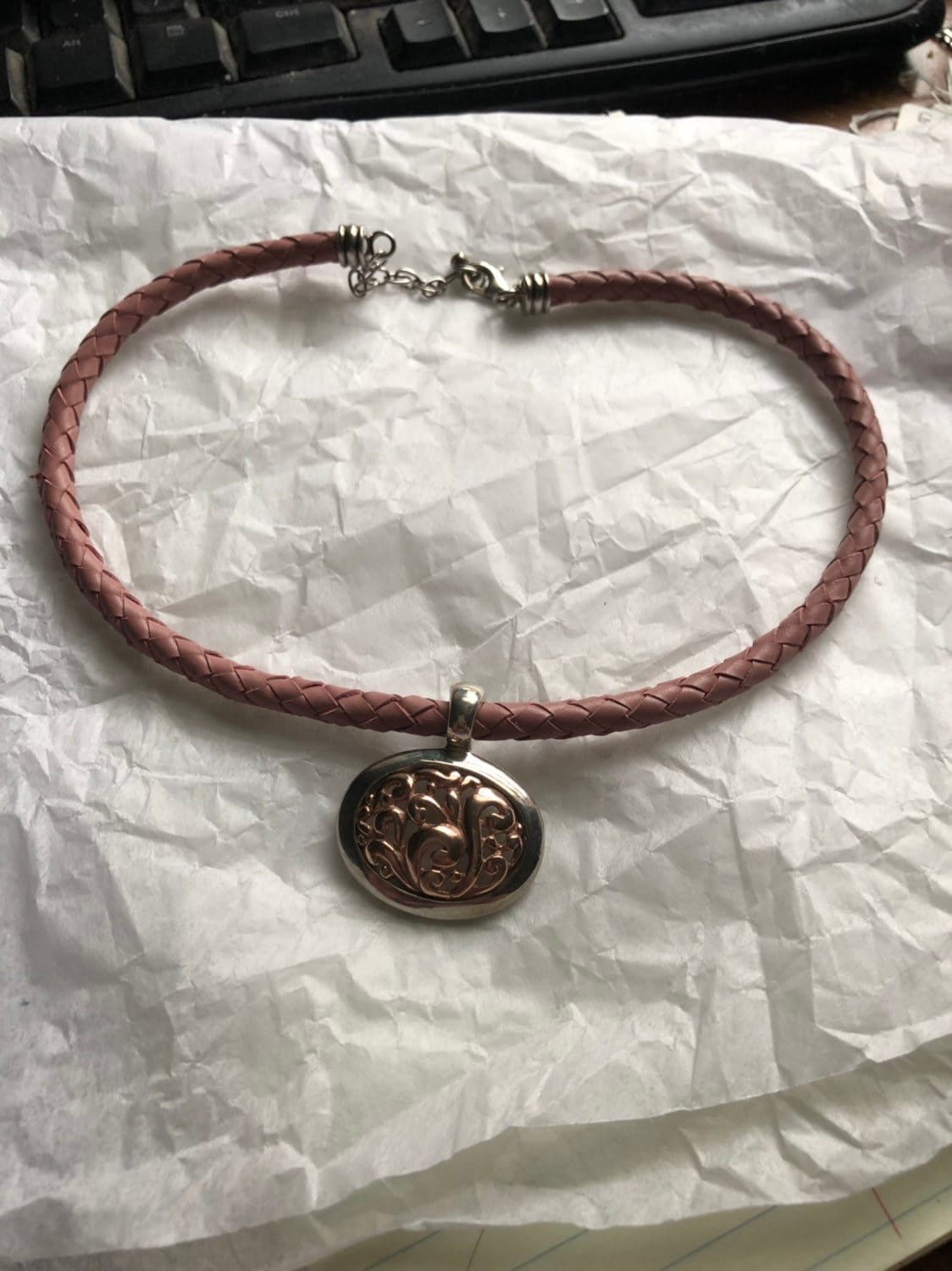 Espo Sig 925 & Pink Cord Wenhanget Anhänger Halskette 40-45 cm Af Espo Sig 925 & Pink Cord Wenhanget Anhänger Halskette 40-45 cm Af von JewelryGaloreGifts