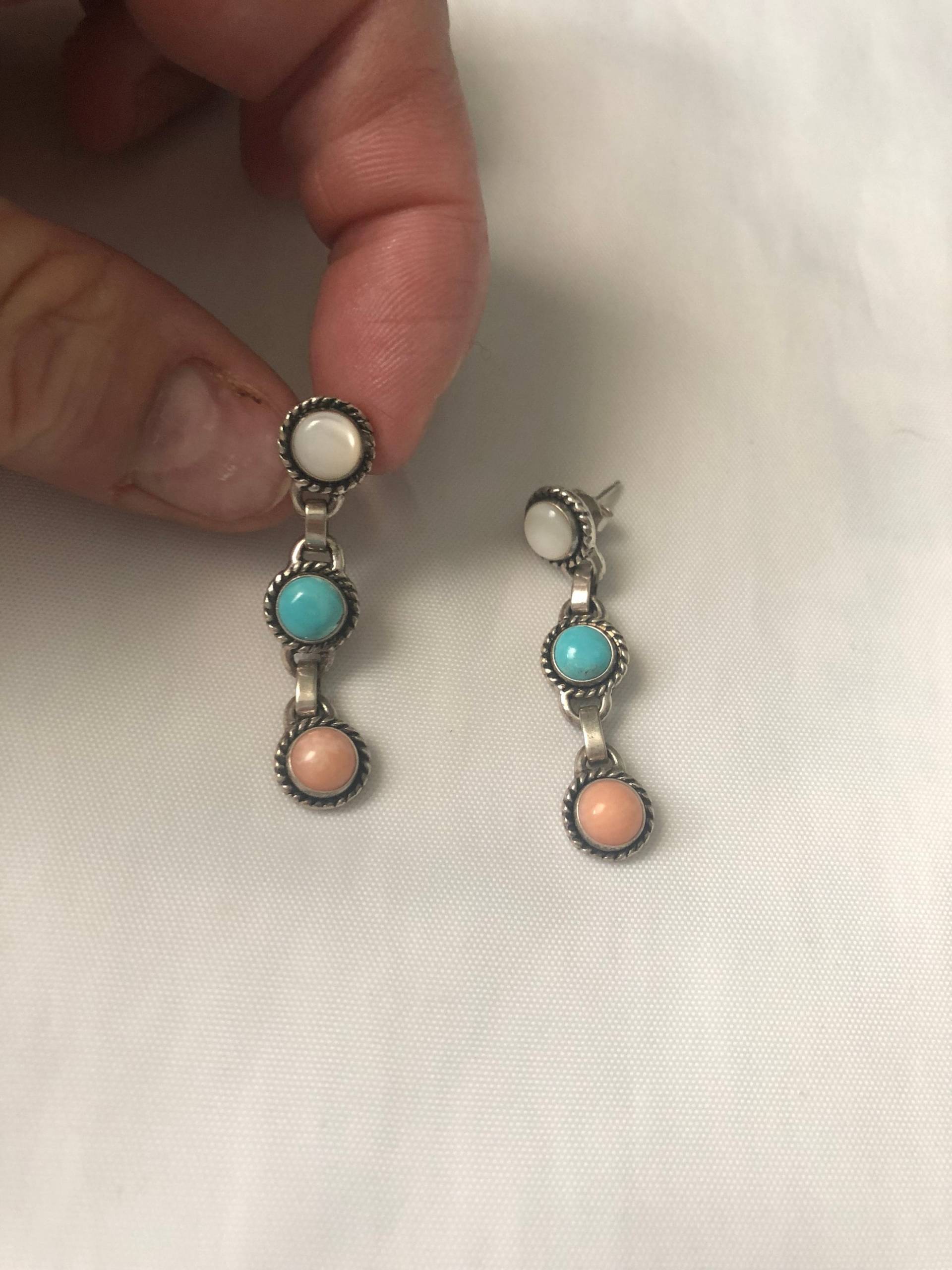 Schöne Vintage Qt Sterling Silber Multi Farbe Stein Tropfen Ohrringe Schöne Vintage Qt Sterling Silber Multi Farbe Stein Tropfen Ohrringe von JewelryGaloreGifts