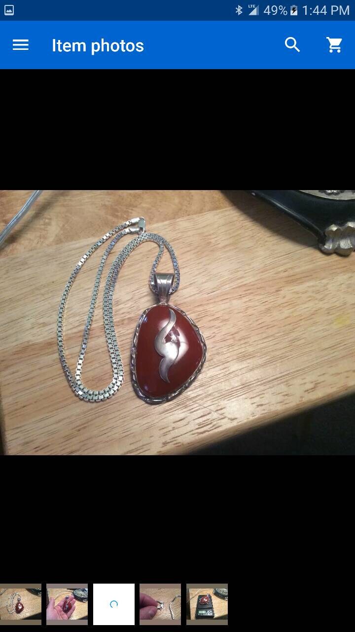 Schwere Sterling Designer Signiert Jay King Karneol Anhänger Und Kc Halskette von JewelryGaloreGifts