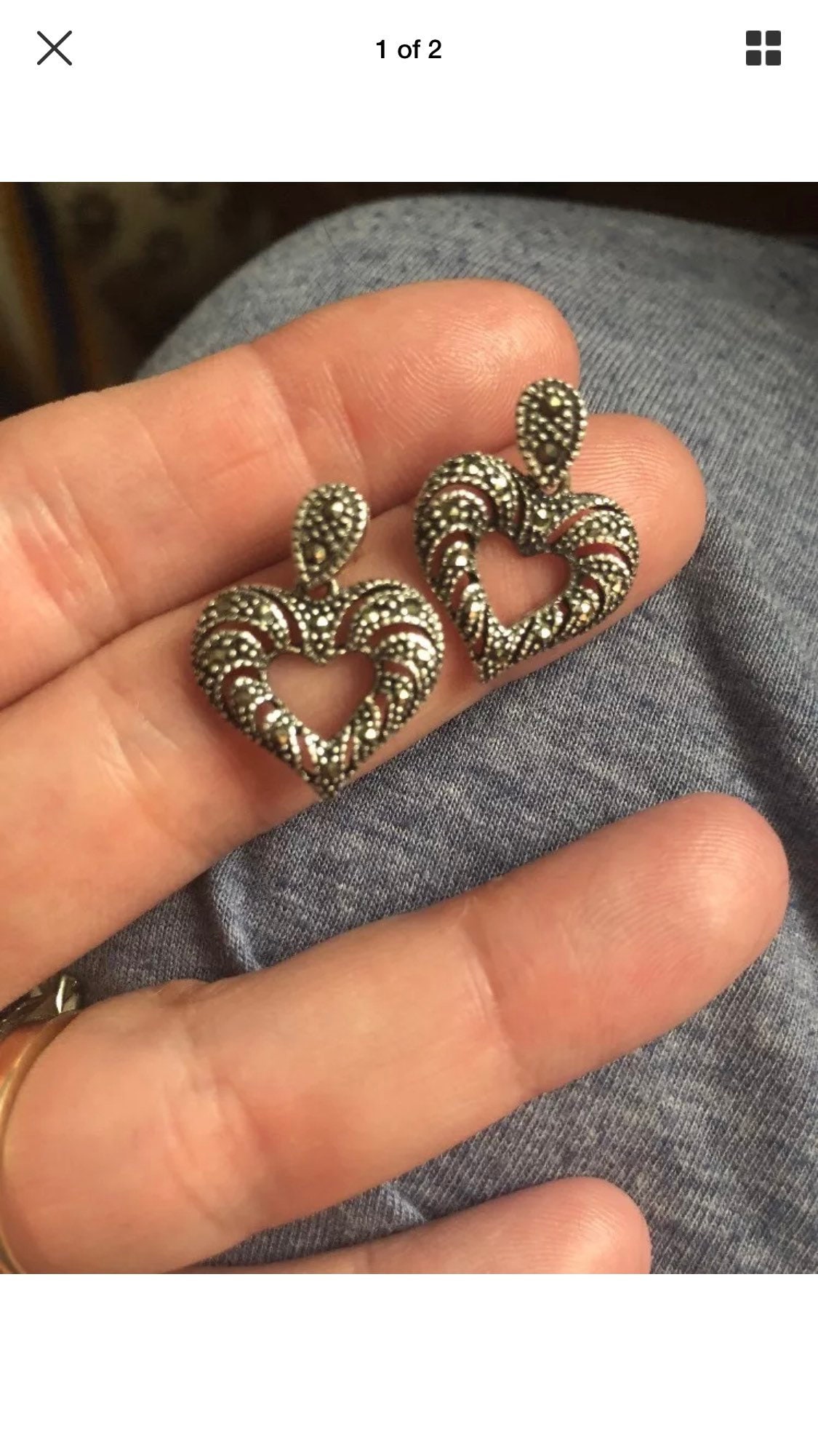 Signierte Su Sterling Silber Markasit Herz Ohrringe Signierte Su Sterling Silber Markasit Herz Ohrringe von JewelryGaloreGifts