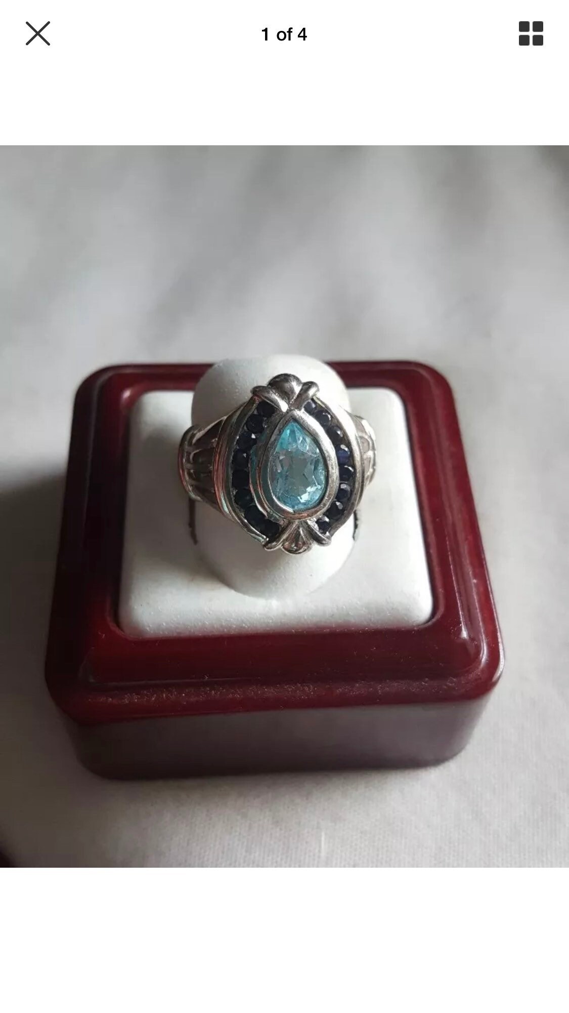 Sterling Silber Blautopas Tropfen Stein Ring - Made in Thailand Sz 9-Af Sterling Silber Blautopas Tropfen Stein Ring - Made in Thailand Sz 9-Af von JewelryGaloreGifts
