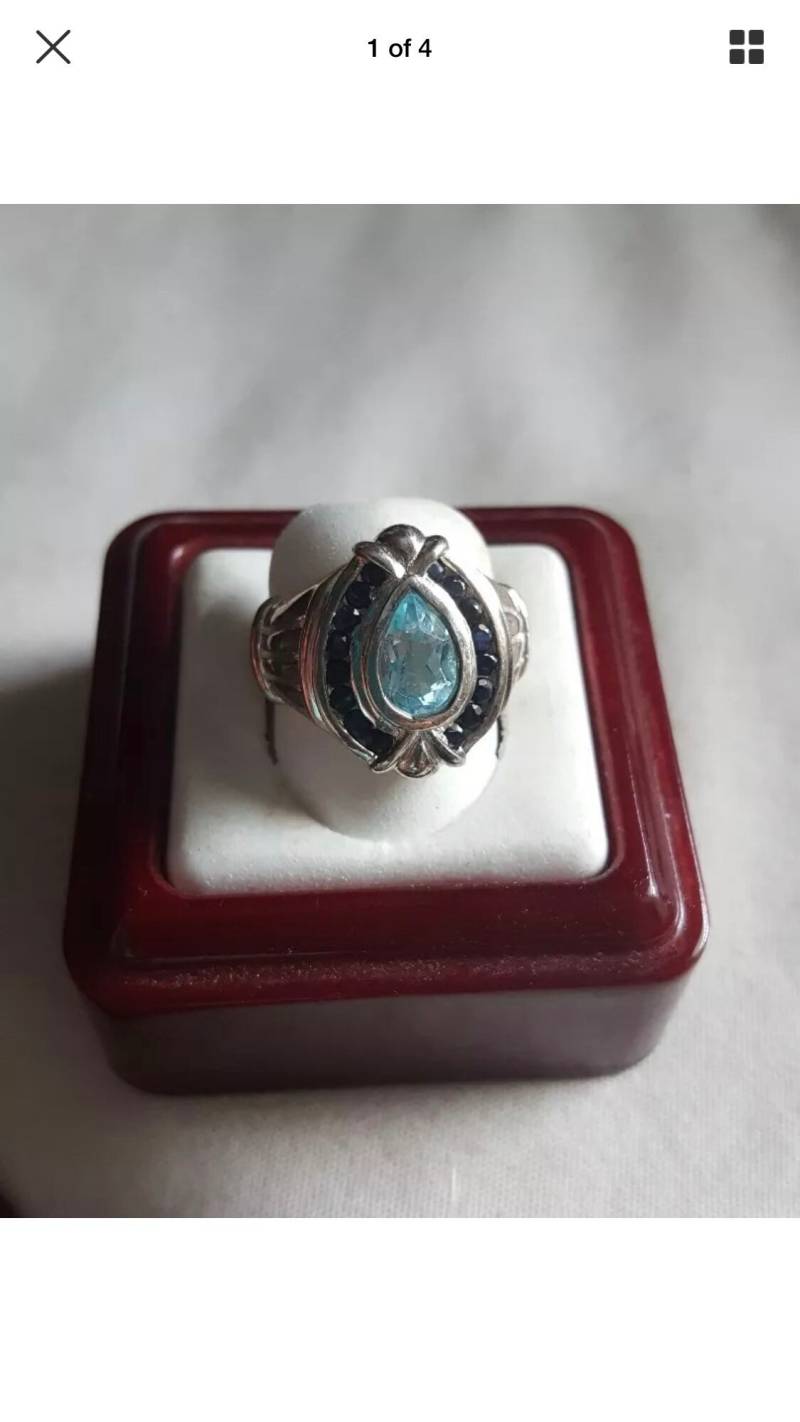 Sterling Silber Blautopas Tropfen Stein Ring - Made in Thailand Sz 9-Af von JewelryGaloreGifts