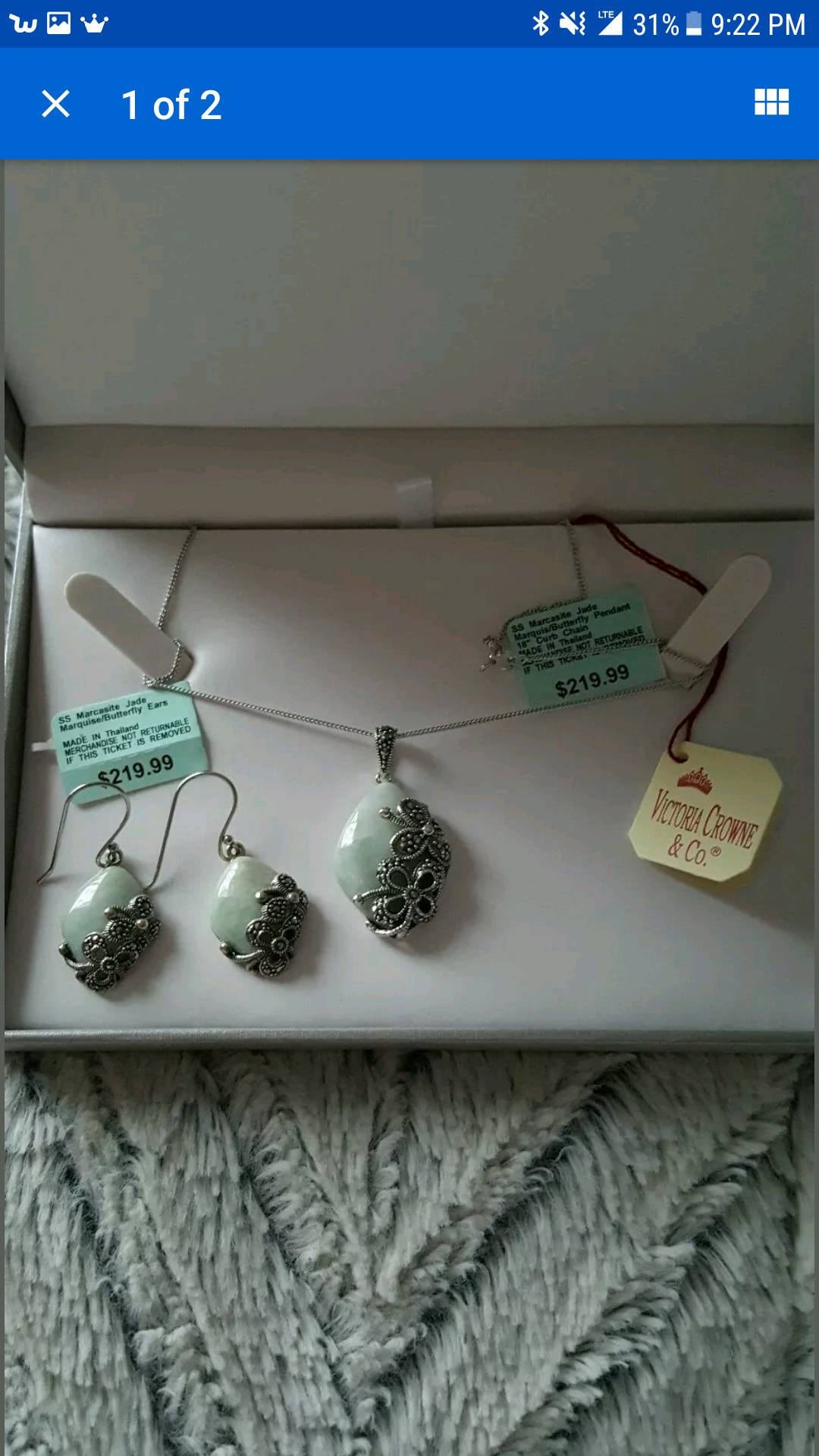 Victoria Crowne & Co. Sterling Silber, Markasit, Jade Schmetterling Halskette Und Ohrring Set Victoria Crowne & Co. Sterling Silber, Markasit, Jade Schmetterling Halskette Und Ohrring Set von JewelryGaloreGifts