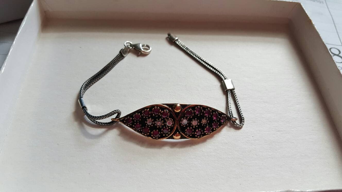 Vintage Art Deco Sterling 2 Ton Multi Farbige Edelstein Armband Vintage Art Deco Sterling 2 Ton Multi Farbige Edelstein Armband von JewelryGaloreGifts