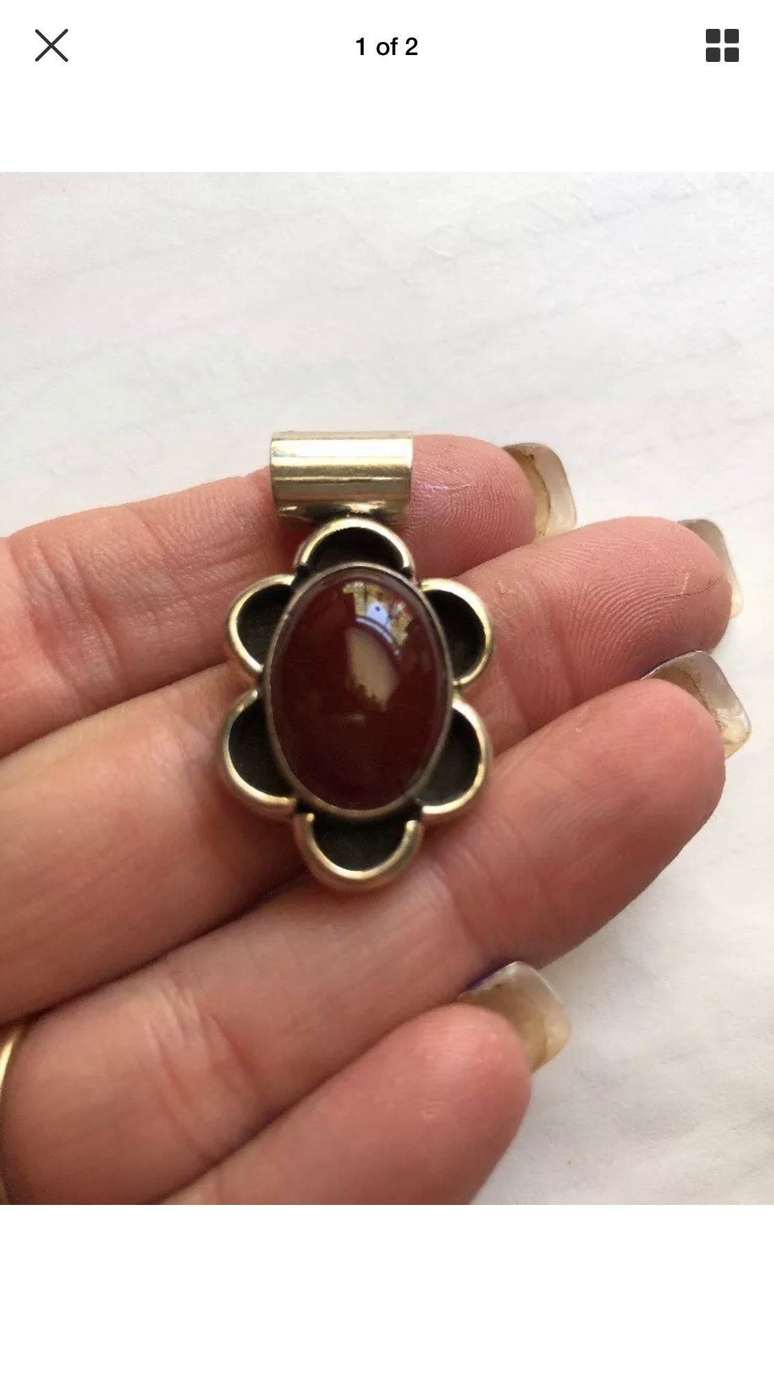 Vintage-Mexiko-sterlingsilber-Roter Achat-stein-Anhänger-Af Vintage-Mexiko-sterlingsilber-Roter Achat-stein-Anhänger-Af von JewelryGaloreGifts