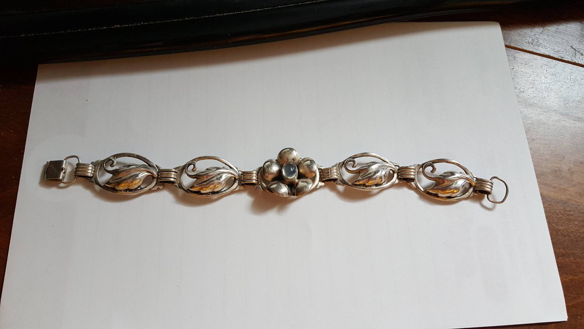 Vintage Sterling Silber Blatt Link Armband Mit Blume Opal Stein -Af Vintage Sterling Silber Blatt Link Armband Mit Blume Opal Stein -Af von JewelryGaloreGifts