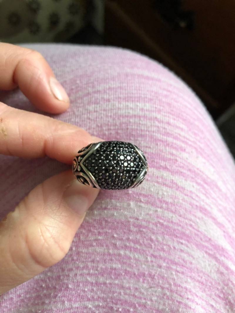 Wunderschöner 925 & 14K Gold Angela Von John Hardy Schwarzer Saphir Pave Ring Gr.9 von JewelryGaloreGifts