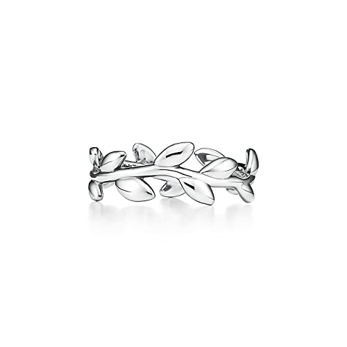 JewelryGift 925 Sterling Silber Olivenblatt Band Ring Wunderschöner Edelschmuck Ehering Geschenk für Frauen und Mädchen Größe-54 von JewelryGift