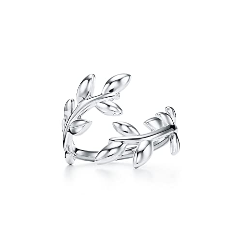 JewelryGift 925 Sterling Silber Olivenblatt Bypass Ring Einfaches und schönes edles Design Geschenk für Frauen und Mädchen Ringgröße: 52 von JewelryGift