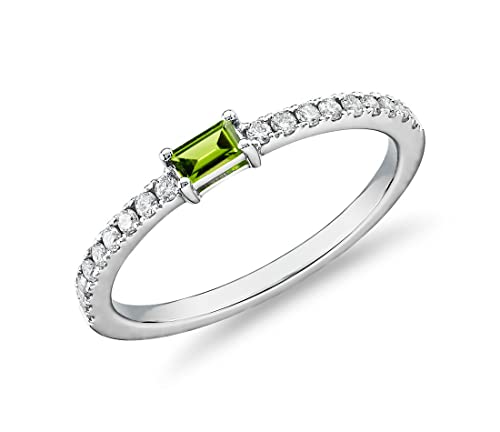 JewelryGift 925 Sterling-Silber Stacking Band Ring Natural-Peridot Edelstein Daliy Wear, Party Wear Schmuck für Männer und Frauen Ringgröße: Z von JewelryGift