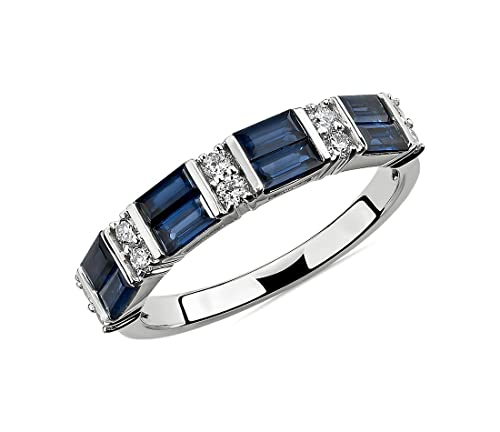 JewelryGift Schmuckgeige 925 Sterling Silber Halb Ewigkeit Ring Erstellt Blauer Sapphire Edelstein Jubiläum Schmuck Geschenk Für Frauen Ring Ring Größe: 50 von JewelryGift