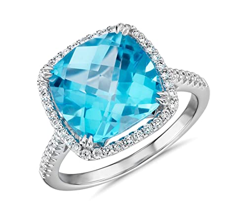 JewelryGift Schmuckgeige 925 Sterling Silber Versprechen Ring Natürliche Blaue Topas Edelstein Einzigartige Design Braut Hochzeit Schmuck Für Frauen Ring Ring Größe: 52 von JewelryGift
