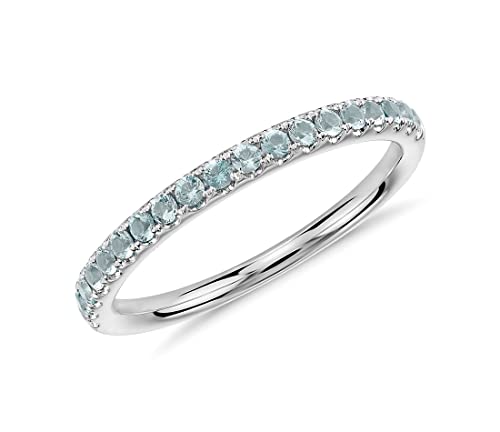 JewelryGift Schmuckgift Aquamarin Edelstein Band Ring 925 Sterling Silber Wunderschöne Geschenk Perfekte Hochzeit oder Jubiläum für Männer und Frauen Ringgröße 50 von JewelryGift