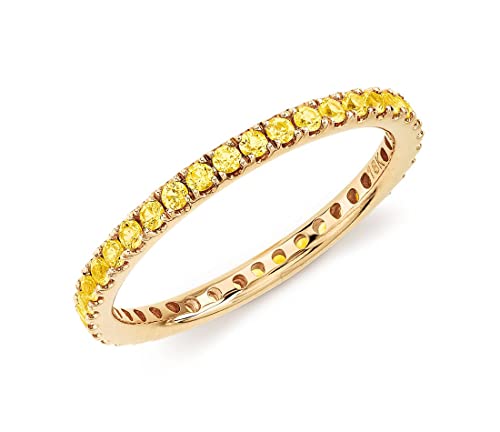 JewelryGift Schmuckgifte erstellt gelbe Saphir-Edelstein-Band-Ring 18k vergoldetes Geschenk perfekte Hochzeit oder Jubiläum für Männer und Frauen Ringgröße 63 von JewelryGift