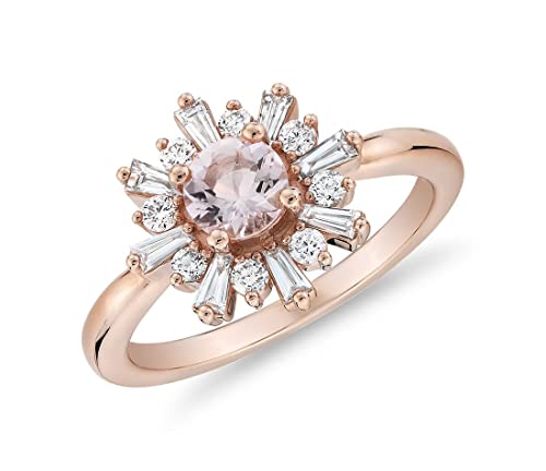 JewelryGift Schmuckgiftrose Gold überzogene Halo Ring CZ-Morganite Facetted Edelstein mit einem rosa-häuslichen Zentrum Steinschmuck Ring für Frauen Größe: 57 von JewelryGift